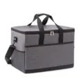 Grey insulated cooler bag for outdoor camping and picnic with portable straps and large capacity - B-Gray