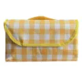Foldable yellow and white gingham picnic blanket with portable handle for outdoor camping. - 100*150cm / Yellow White Plaid
