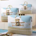 Extra large storage bag waterproof quilt organizer heavy duty luggage bag cute bear print - Small [50*10*40] cm / Airplane Bear
