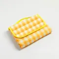 Foldable yellow checkered picnic mat waterproof outdoor camping blanket portable mat. - 100*150cm / Yellow White Plaid