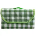 Green and white checkered foldable picnic mat with handle, portable outdoor camping blanket. - 100*150cm / Green and White Plaid