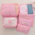 Juego de 6 bolsas de almacenamiento de viaje rosas para equipaje ropa zapatos organizador - Juego de 6 piezas versión mejorada y gruesa / Rosa
