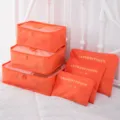 Juego de 6 cubos de embalaje de viaje naranja organizador de equipaje para ropa - Juego de 6 piezas versión mejorada y gruesa / Naranja