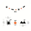 Detailed size specifications for 3m Halloween garland with felt spiders and bats. - Spider Banner