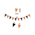 Detailed dimensions for the 3m Halloween felt triangle bunting flags in black and orange - Black and Orange Triangle