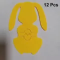 Yellow felt bunny cutout decoration for Easter, 12 pieces for party table settings - Set of 12 / Yellow