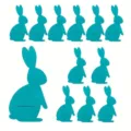 Close-up of blue felt bunny cutlery holder set for festive Easter table decoration - Bunny Shape (0099) / 11 Pack / Blue