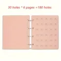 Pink jewelry storage book showing 180 holes capacity and ring binder detail - Loose-leaf Storage Case / Pink