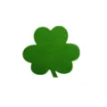 Close-up detail of a green felt shamrock coaster for St. Patrick's Day decorations - Fruit Green