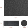 Detailed dimension diagram for washable dark gray felt placemat, coaster, and pouch set - 18-Piece Set (Placemats + Coasters + Cutlery Bags) / Gray