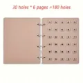 Detailed view showing the interior of a pink jewelry storage book with 180 hole capacity. - Loose-leaf Storage Case / Khaki