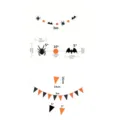 Halloween felt garland set featuring black bats spiders orange circles and triangle bunting - Triangle with Spider and Bat Set