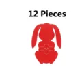 12 Pcs red bunny felt table decorations for holiday party - Set of 12 / Red