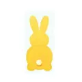 Cute yellow felt bunny cutlery holder with soft pom-pom tail for Easter table decorations - Big Foot Bunny / Yellow