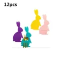 Set of 12 colorful felt Easter bunny cutlery holders for festive party table decor - Bunny Shape (0099) / Set of 12 / Colorful