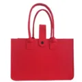 Vibrant red eco-friendly felt tote bag featuring reinforced handles and button closure - Rose Red