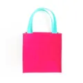 Piccola borsa regalo in feltro rosa con manici verde menta per dolci natalizi - Patchwork Rosa Rosso