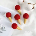 Handmade red wool felt ice cream cone ornaments for Christmas wreath and DIY crafts - Red