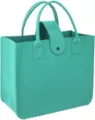 Eco-friendly turquoise felt storage tote bag with sturdy handles and snap button flap - Green