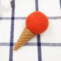 Handmade orange wool felt ice cream cone ornament for Christmas tree and gift decoration - Orange