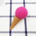 Handmade pink wool felt ice cream cone ornament for festive Christmas decoration. - Rose Red