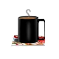 Detailed macro view of a Christmas felt coaster with a black ceramic coffee mug - Square Coaster Mold / 10cm