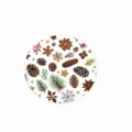 Round felt coaster with pinecone and snowflake pattern for autumn and winter decor - Thanksgiving Pattern Style / Thanksgiving Multicolor