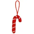 Red and white striped wool felt Christmas candy cane hanging ornament for tree decoration - Red Hanging Rope