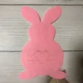 Cute Easter bunny cutlery holder in pink felt material for festive table decoration - Heart Rabbit Style / Pink