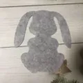 Easter bunny shaped gray felt cutlery holder for festive table decoration and storage - Flower Bunny Style / Gray