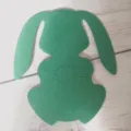 Green felt Easter bunny cutlery holder pouch for festive dining table decoration - Flower Bunny Style / Green