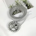 Ceinture femme PVC transparente avec boucle ronde en perles et chaîne métal pour un look chic. - Style 1 : boucle ronde en perles + perles de bordure argentées