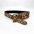 Vintage leopard print wide belt for women, stylish decorative waist strap for coats and dresses. - Style C: 3.8cm Antique Gold Buckle Leopard Print Belt