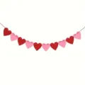 Valentine's Day felt heart banner with red and pink alternating colors for decoration - Red & Pink Horizontal Heart Style / 10 Pieces / Red Pink Mixed