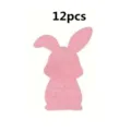 Pack of 12 pink felt Easter bunny shaped cutlery bags and holders for table decor - Set of 12 / Pink