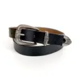 Vintage Western style women's black leather belt with ornate antique silver buckle. - 105cm / Black Genuine Leather Belt