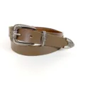 Brown Western leather belt for women with vintage silver tone engraved buckle and strap tip. - 105cm / Elephant Grey Genuine Leather Belt