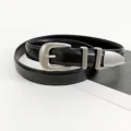 Schwarzer Damen Ledergürtel mit antiker Silberschnalle, Western Taillengürtel für Jeans. - 2,4 cm Schwarzer Gürtel mit Vintage-Silberschnalle