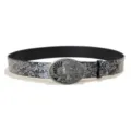 Retro embossed leather belt with artistic relief buckle vintage casual style for jeans. - Style A: 3.8cm Silver Buckle & Silver Embossed Belt / 105cm