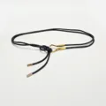 Women's thin black leather rope belt, versatile accessory for dresses and coats. - 120cm / 1.0cm Gold Buckle with Black Belt