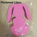 Pink Easter bunny shape felt cutlery holder 12pcs set for festive table decoration - Rabbit Shape (Thickened) / Set of 12 / Multicolor (4 Grey 4 Pink 4 Yellow)