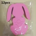 Set of 12 pink rabbit-shaped felt cutlery holders for Easter dining table decor. - Set of 12 / Mixed Colors (4 Gray + 4 Pink + 4 Yellow)