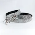 Silver glitter belt with edgy cutout metal buckle, Y2K cyberpunk style, trendy waist accessory. - 2.8cm Silver Buckle + Silver Sequins and Beads Belt