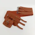 Cinturón ancho de mujer de moda con bolsillo marrón cuero PU corsé vestido accesorio - 80-100cm / Cinturón ancho marrón de 10 cm