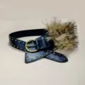 Punk Y2K wide waist belt with metal studs, vintage buckle and fluffy faux fur pompom. - Style D: 3.8cm Antique Gold Buckle Black Belt