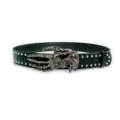 Goth rock skull claw buckle rivet leather belt for men and women dark punk waist accessory - Style E Black Heart Ghost Hand Buckle Silver Nail Belt