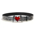 Y2K vintage winged heart embossed belt for women sweet cool style waist dress accessory - 105cm / Style A: 3.8cm Red Heart Buckle + Silver Embossed Belt