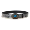 Bohemian vintage women belt with carved silver buckle and blue stone inlay accessory. - Style B: 3.8cm Silver Buckle & Silver Embossed Belt / 105cm