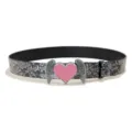 Retro heart wing embossed belt, sweet cool Y2K style decorative waist strap for women. - 105cm / Style A: 3.8cm Pink Heart Buckle + Silver Embossed Belt