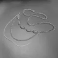 Bohemian multi-layer metal waist chain belt with vintage carved oval medallions for women - Silver Waist Chain (Tassel Style) / 2.2cm / 110cm